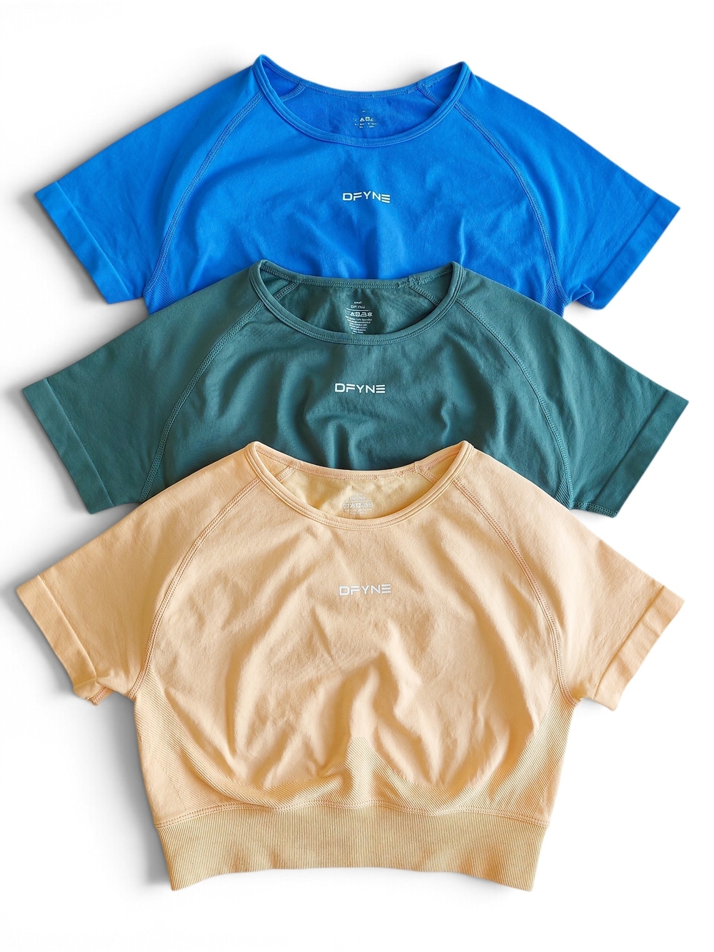 DFYNE 3in1 S Bundle Set Short Sleeve Crop Top Tee T-Shirt Active Wear Gym Run
